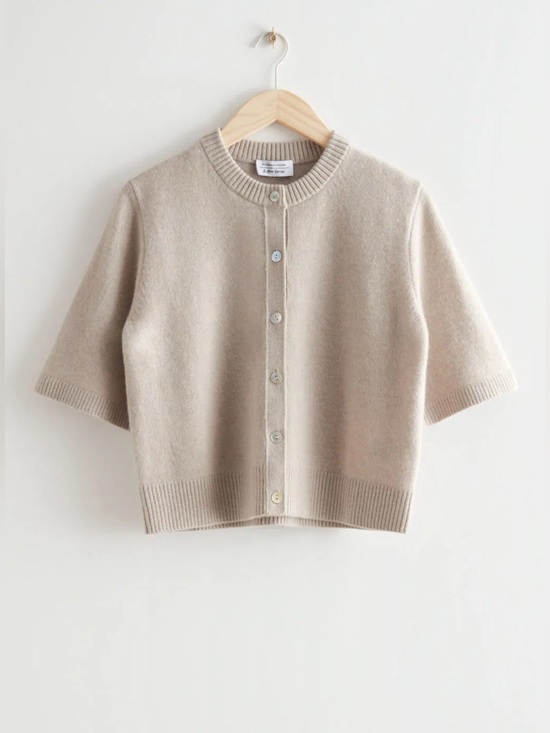 & Other Stories Sweaters - & Other Stories Boxy Wool Short Sleeve Cardigan